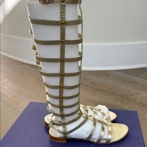 Start Weitzman Gold Gladiator Sandals